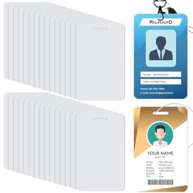 Imagem de LEIFIDE 36 peças de crachá de identificação de sublimação em branco etiqueta de bagagem cartões de identificação dupla face etiquetas de nome em branco chaveiro sublimação produtos a granel itens para