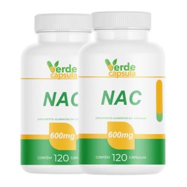 Imagem de Kit 2 NAC 600mg 240 Cápsulas - Acetilcisteína (N-Acetil L-Cisteína) - Suplemento Alimentar em Cápsulas - Verde Cápsula