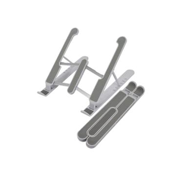 Imagem de Suporte de laptop para mesa, suporte ajustável para laptop ABS + silicone dobrável, suporte para notebook com resfriamento ventilado, suporte de computador para laptops de 10 a 15,6 polegadas, branco