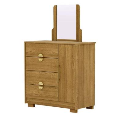 Imagem de Cômoda Sapateira 4 Gavetas com Espelho Clarabella Nature - Vila Rica, 