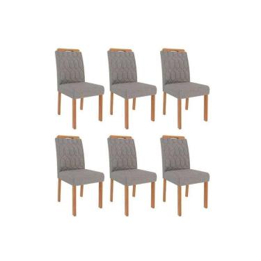 Imagem de Kit 6 Cadeiras Sala Jantar Paola Wood 6 Un Carvalho-linho Grafite - Cimol