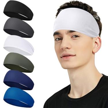 Imagem de Bandanas esportivas para homens e mulheres, faixa de cabeça fitness com absorção de suor, faixas de transpiração absorventes para corrida, ciclismo, futebol