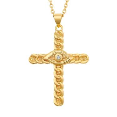 Imagem de MiiFort Colar com pingente de cruz de ouro, gargantilha religiosa, presente de aniversário para mulheres, filha, irmã, avó, neta, tia, amizade, One Size, Metal, Sem Pedra Preciosa