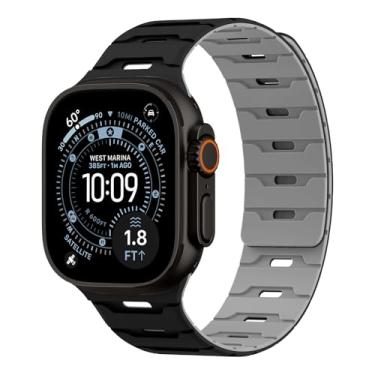 Imagem de Pulseira de silicone magnética para Apple Watch 49 mm, 46 mm, 45 mm, 44 mm, 42 mm, 41 mm, 40 mm, 38 mm, feminino e masculino, pulseira de borracha à prova d'água para iWatch Ultra 3 /SE 3/Series 11 10