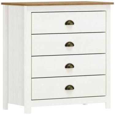 Imagem de Comoda 4 Gavetas Madeira Maciça 80 Cm 9101 Branco Freijo Milani Store 