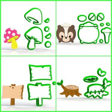 Imagem de Cortador Kit Bosque Encantado Floresta 4 Modelos Mod 5 Tamanho 5 Cm