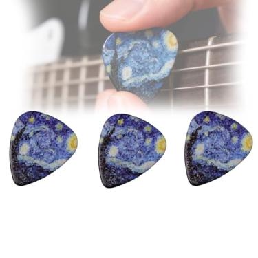 Imagem de Pacote Com 3 Palhetas Para Guitarra,PadrãO De Aquarela, 0,46/0,71/0,96 mm, 3 Espessuras Diferentes Para AcúStico, EléTrico E Baixo