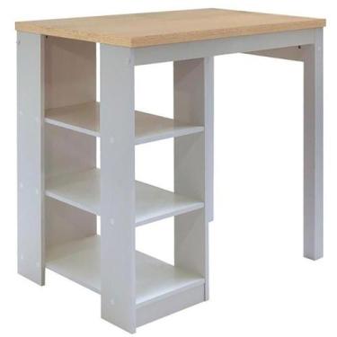 Imagem de Bancada Ilha Cozinha 3 Prateleiras 90x60 Cm Cd1022 Cinza Dtall - MILAN