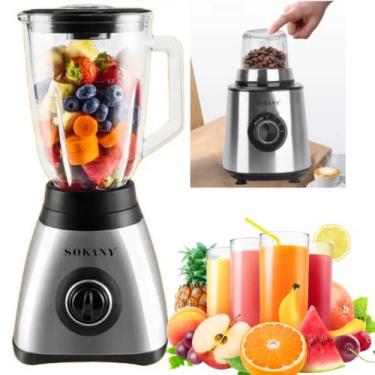 Imagem de Super Liquidificador Portátil Com 3 Velocidades 2 Em 1 Mixer - Sokany