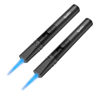 Imagem de KinetiFire Isqueiros de tocha de metal, isqueiros de butano recarregáveis, acendedor de tocha de butano ajustável com acessórios de inflação para vela, churrasco, acampamento (gás não incluído)