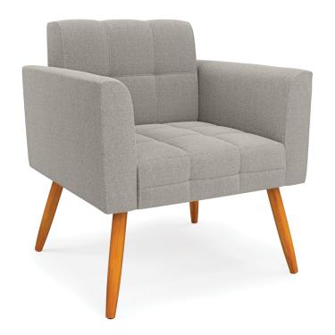 Imagem de Poltrona Sala de Estar Pé Palito Castanho Elisa Bouclê Cinza D03 - D'Rossi
