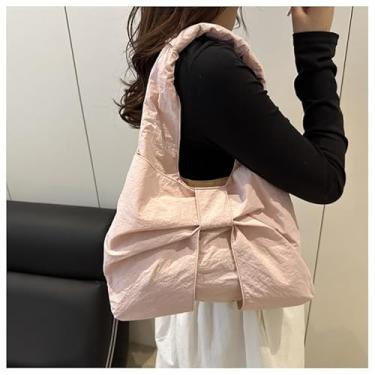 Imagem de Bolsa de ombro de lona leve estilo retrô coreano de cor sólida de verão, rosa, Medium, Mochila casual