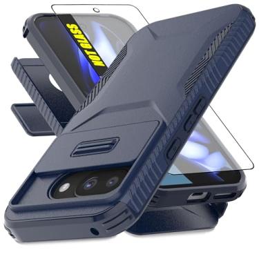 Imagem de AWZHYDT Capa para Google Pixel 9A | Capa de câmera deslizante integrada e protetor de tela [2 em 1] Capas protetoras resistentes à prova de choque para Pixel 9A (azul)