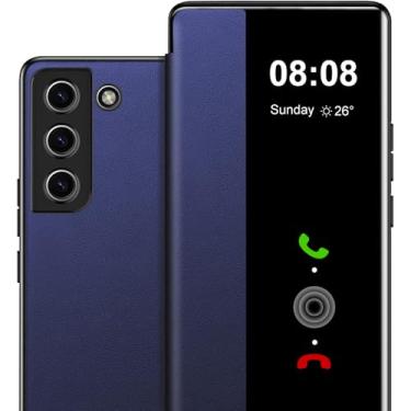 Imagem de Capa flip de couro para Samsung S22 Clear S-View, para Samsung Galaxy S22 capa de telefone janela inteligente capa protetora à prova de choque capa protetora Galaxy S22 5G visualização clara