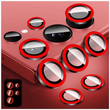 Imagem de Zeponny Protetor de lente de câmera luminoso para Samsung Galaxy S22 Ultra, protetor de tela de vidro temperado colorido noctilucente, anéis de liga de alumínio antiarranhões que brilham no escuro