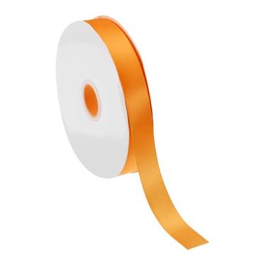 Imagem de PATIKIL Fita de cetim sólida de 1,27 cm x 60 metros, rolo de fita de tecido de poliéster face única para embrulho de presente, casamento, aniversário, buquê, laços de cabelo, decoração DIY, laranja