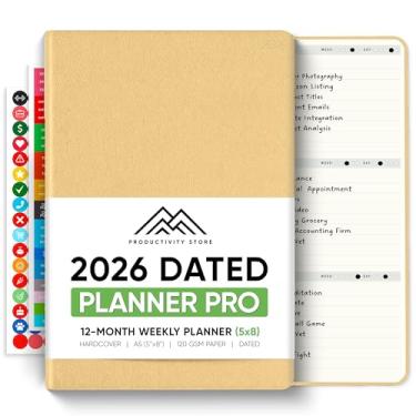 Imagem de Productivity Store Planner PRO - Melhor planejador diário, semanal e mensal de objetivos e produtividade | Planejador completo sem data de 1 ano para homens e mulheres | Aumente a produtividade e felicidade no trabalho, vida e negócios | Capa dura 14 x 20 cm (2024 datado médio A5 (5 x 8 polegadas) (