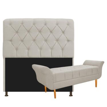Imagem de Kit Cabeceira Lady Recamier Ari 140cm Casal Bege