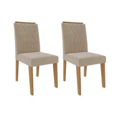 Imagem de Cadeira Sala De Jantar Nicole Kit 2 Un Nature/suede Nude - Cimol
