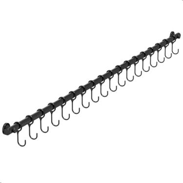 Imagem de Suporte De Cozinha Porta Talheres 100cm C/ 18 Ganchos Preto