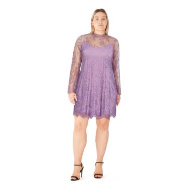 Imagem de City Chic Vestido de coquetel feminino - Detalhe Zelda, Renda lilás, 25 Plus Size