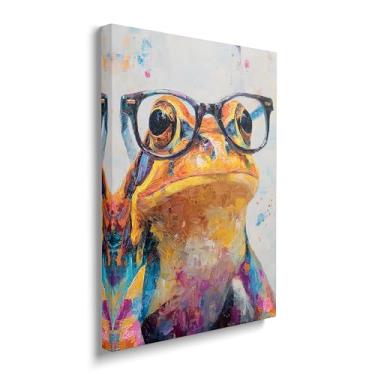 Imagem de Arte de parede em tela de sapo de graffiti imagens coloridas de sapos Banksy Sapos Pintura Pop Art Sapo Arte Abstrata Moderna Animal para Banheiro Sala de Estar Quarto Escritório Decoração de Parede