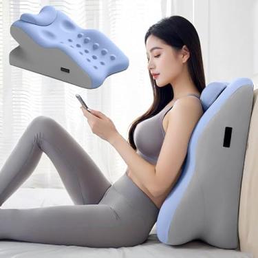 Imagem de Almofadas de cunha para casais, almofadas de costas, almofadas lombares, molduras de cama, almofadas de maternidade para sentar na cama, almofadas de leitura, novo 2025 com ponto de massagem (azul