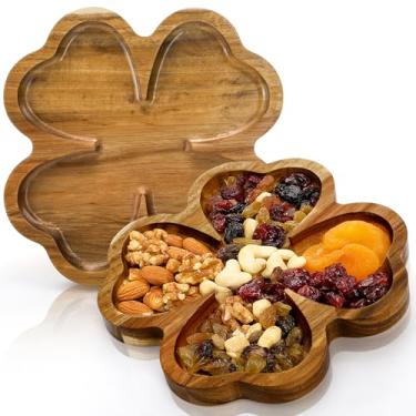 Imagem de AVLA Pacote com 2 bandejas de madeira de 20 cm, tábua pequena de madeira de acácia, prato de hospedagem de frutas vegetarianas, prato de servir comida para sobremesa de charcutaria, sushi, queijo e