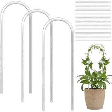 Imagem de Pacote com 3 suportes de plástico para plantas, molduras de treliça transparente de 15,8 com 30 laços, ideal para hera, pothos, dracaena