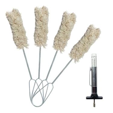 Imagem de DUSCOKE Conjunto de esfregão aplicador de escova lubrificante de pneu longo de 32 cm - Escova lubrificante de pneu de alça extra longa com medidor de profundidade de piso - Cotonetes de lubrificante