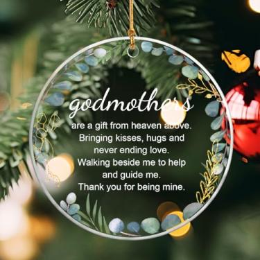 Imagem de Presentes de madrinha de afilhado, ornamentos de madrinha, batismo para madrinhas, enfeites de Natal de acrílico, decorações de árvore