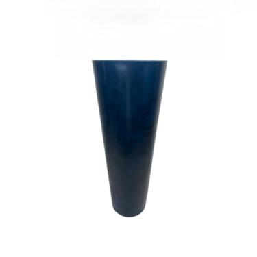 Imagem de Vaso Marmorizado Grande Polietileno Decorativo Polido Moderno Coluna Ibiza Luxo Casa Decoração(Azul Marmorizado)