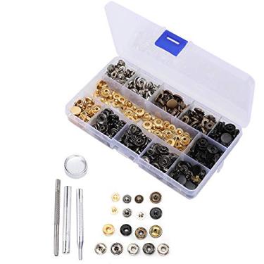 Imagem de Kit de prendedor de pressão, botões de metal de latão, botões de pressão com ferramentas de instalação para roupas, jaquetas, bagagem, 6 cores, 120 conjuntos de 12,5 mm