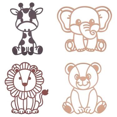 Imagem de SUPERDANT 4 peças de decoração de parede de berçário de animais de safári leão elefante girafa urso de madeira com pontos de cola para bebês, meninas, meninos, sala de jogos, sala de aula, presentes