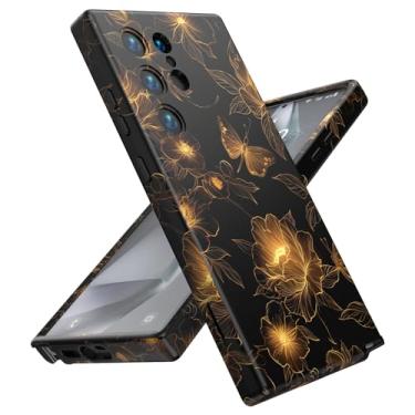 Imagem de ACKETBOX Capa para Samsung Galaxy S24 Ultra, à prova de choque, à prova de quedas, capa protetora de telefone sem fio, proteção resistente, projetada para antiqueda, antiarranhões, borboleta preta