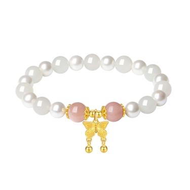 Imagem de Pulseira Charm Butterfly em prata 925 para mulheres com pérolas