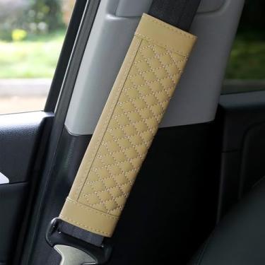 Imagem de ongfuwu 2 peças de capa de cinto de segurança de carro, capas de cinto de segurança de couro para carros, almofada de cinto de segurança automática confortável protege seu pescoço e ombro, capas de
