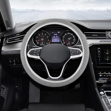 Imagem de Lyxheth Capa de volante elástica elástica, protetor de volante de carro, capa universal de volante automotivo de 38 cm, acessórios de volante de seda gelo respirável de microfibra para a maioria dos