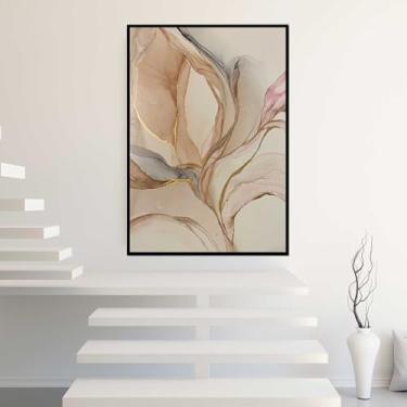 Imagem de Quadros Decorativos com Moldura Abstrato Tons Vermelho e Cinza Sala Quarto Kit Conjunto 2