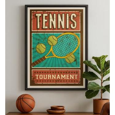Imagem de Quadro Canvas Esporte Tênis - Retrô-Mold.Preta Tamanho:60x40cm - Quadr