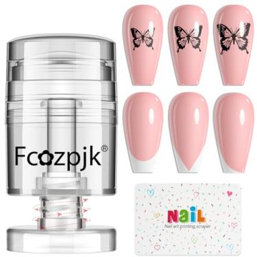 Imagem de Fcozpjk Carimbo de unha rotativo, kit de raspador de estampagem de arte de unhas de silicone transparente, estampador de cabeça de geleia macia, ampliar o tamanho do padrão de encolhimento