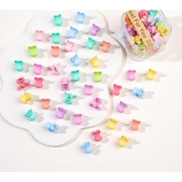 Imagem de 40 peças de clipes de garra de cabelo para mulheres - Presilhas em forma de mini coelho, lindas garras coloridas para penteados grossos finos médios finos, acessórios de cabelo de plástico durável