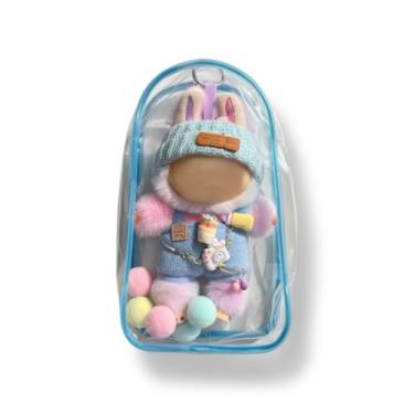 Imagem de Sajago Clear PVC Figure Display Bag with Keychain – Transparent Protective Doll Case, Portable Blind Box Storage Pouch for Mini Figurines and Plush Toys (Blue)