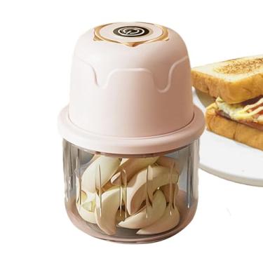 Imagem de Shakven Picador de alho elétrico, picador de cebola elétrico - Picador de Gengibre - Processador de alimentos sem fio portátil pequeno picador de vegetais de 350ML para picar em cubos e purê
