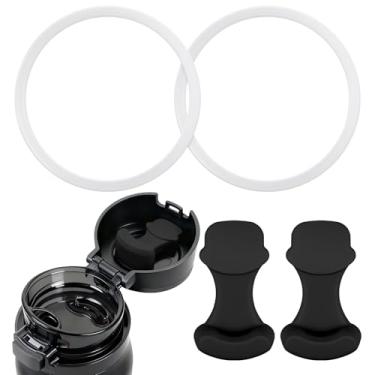 Imagem de 2 peças de rolha de substituição compatíveis com Simple Modern e 2 peças de anel de vedação transparente para garrafa de água Mesa Loop - peças de reposição de silicone compatíveis com garrafa de água