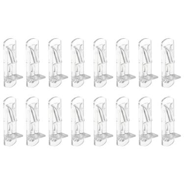 Imagem de PATIKIL 16 pinos de prateleira de bloqueio, pinos de suporte de prateleira de plástico transparente clipes de suporte de armário serve para orifício de pino de 7,9 mm prateleira de espessura de 16 mm