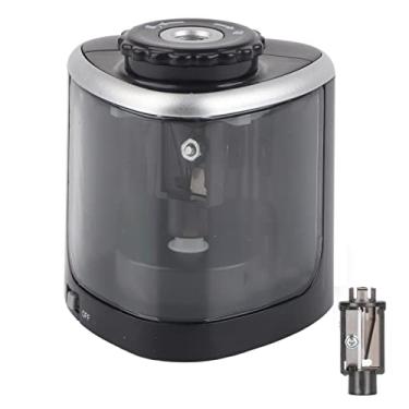 Imagem de Apontador de lápis elétrico automático recarregável portátil para estudantes papelaria preto ABS material esponja 6,4 x 7 cm tamanho compacto com porta-ferramentas substituível