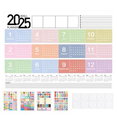 Imagem de Calendário de parede 2025 12 meses, planejador anual 2025,Calendário de parede do ano inteiro | Planejador de agenda familiar de janeiro de 2025 a dezembro de 2025, acessórios de mesa para decoração d
