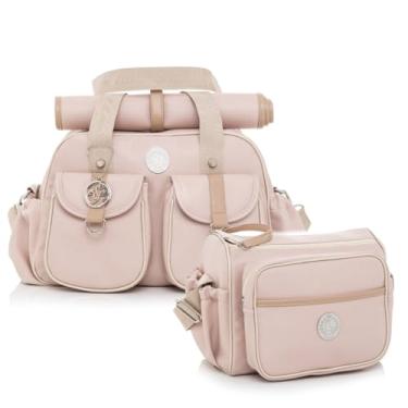 Imagem de Kit Bolsa Maternidade Grande + Frasqueira Maternidade Lequiqui Florence Rosa