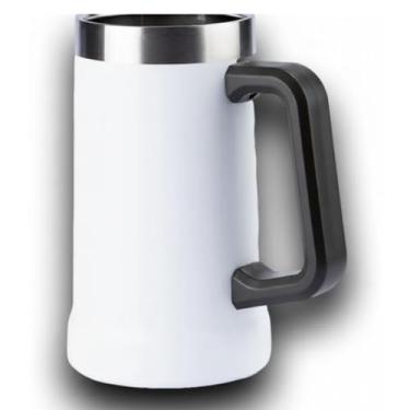 Imagem de Caneca Térmica de Cerveja Inox 709 Parede Dupla com Vácuo, Conservação Gelada por 4, Horas, Alça Reforçada, Ideal para Cerveja, Chopp e Bebidas Geladas (BRANCO)